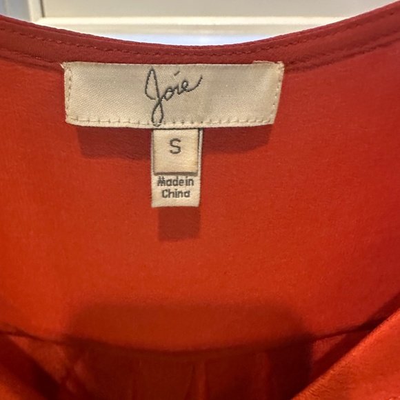 JOIE Amone Pleat Split Neck Silk Blouse Top in Rust Size Small - MSRP $298 - Picture 6 of 8